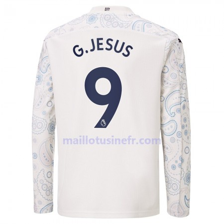 Maillot de Foot Manchester City G.Jesus 9 Troisième 2020-21 Manches Longues